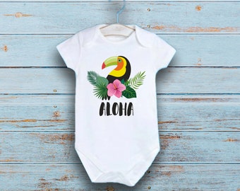 Aloha Tucan Onesie®, Tucan Baby Onesie®, zomer babykleding, boho verjaardag shirt, peuter zomer shirt, Tucan baby outfit, babykleidung