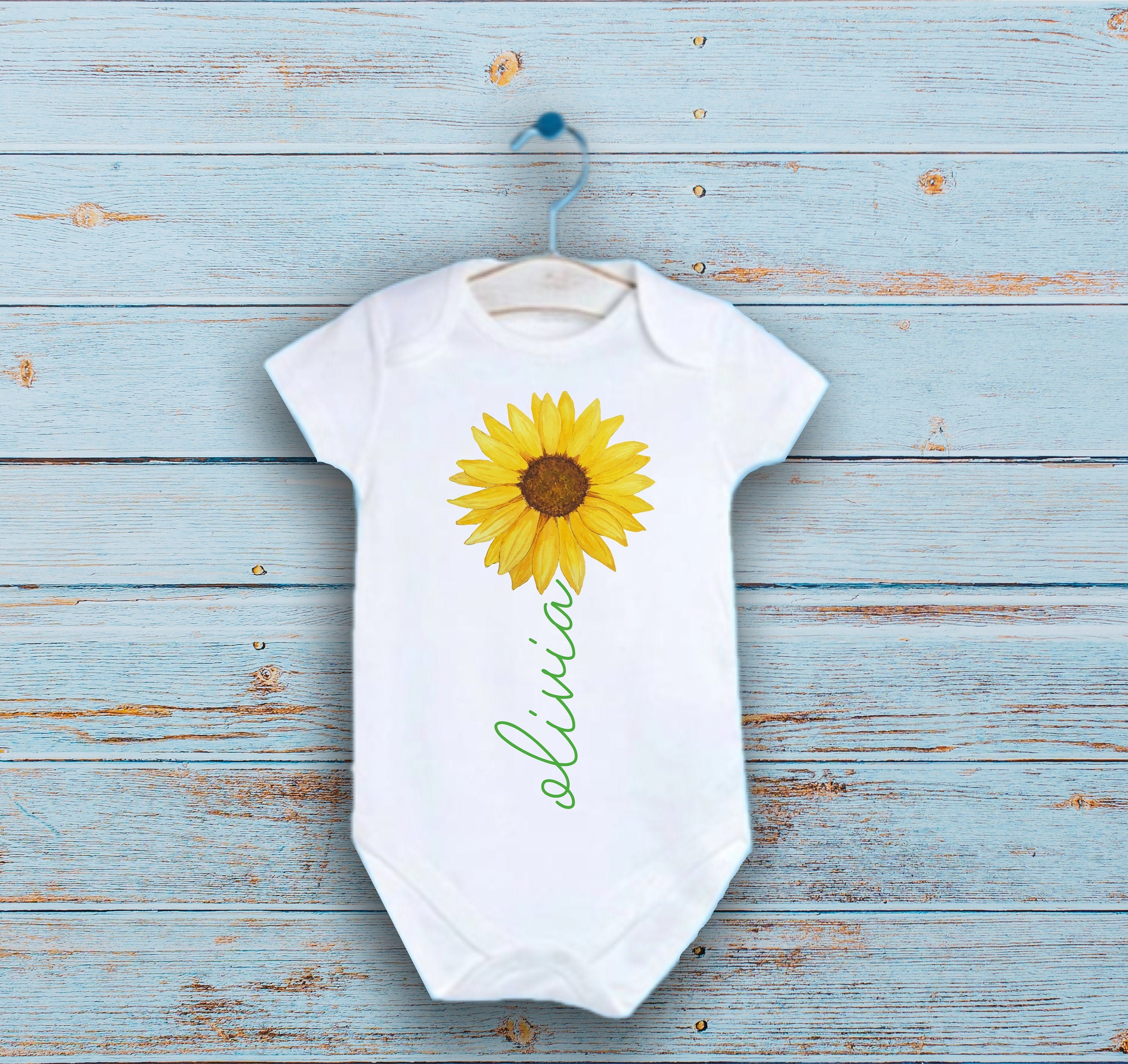 Sunflower Onesie® Personalized Baby Girl Onesie® Sunflower | Etsy