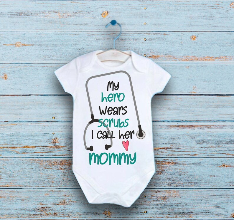 My Hero Wears Scrubs Onesie® Doctor Nurse Bodysuit Baby Etsy