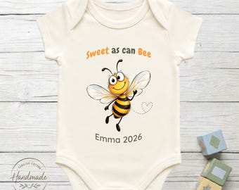 Personalized Sweet As Can Bee Baby Bodysuit 100% Turkish Cotton Baby Shower Bumble Gift
