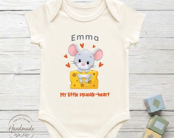 My Little Squeak-heart Mouse Baby Bodysuit 100% Turkish Cotton Baby Shower Funny Gift