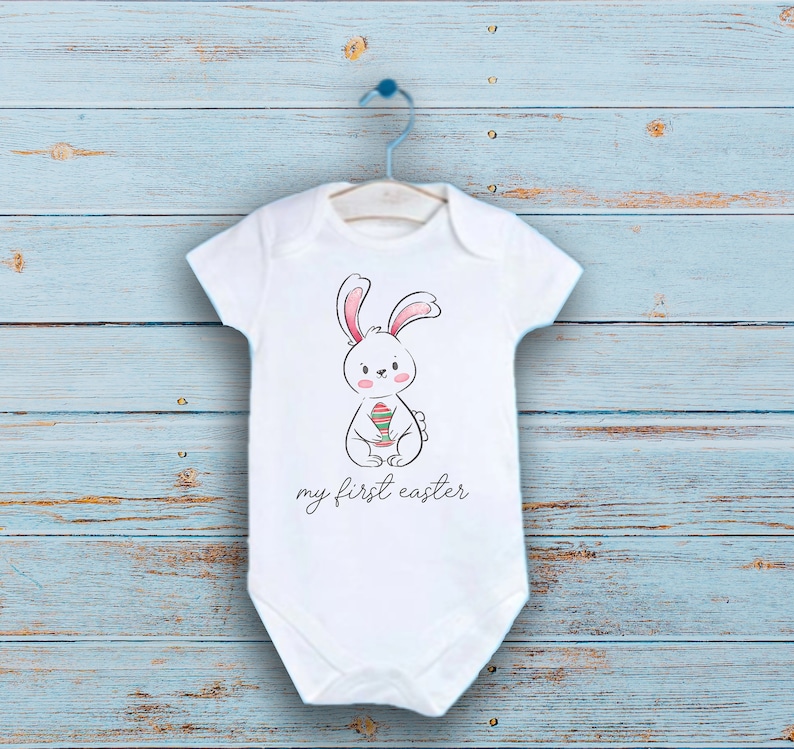 Easter Baby Bodysuit My first Easter Onesie\u00ae Custom Baby Shower Gift My first Easter Baby Clothes Personalized Bunny Baby Clothes