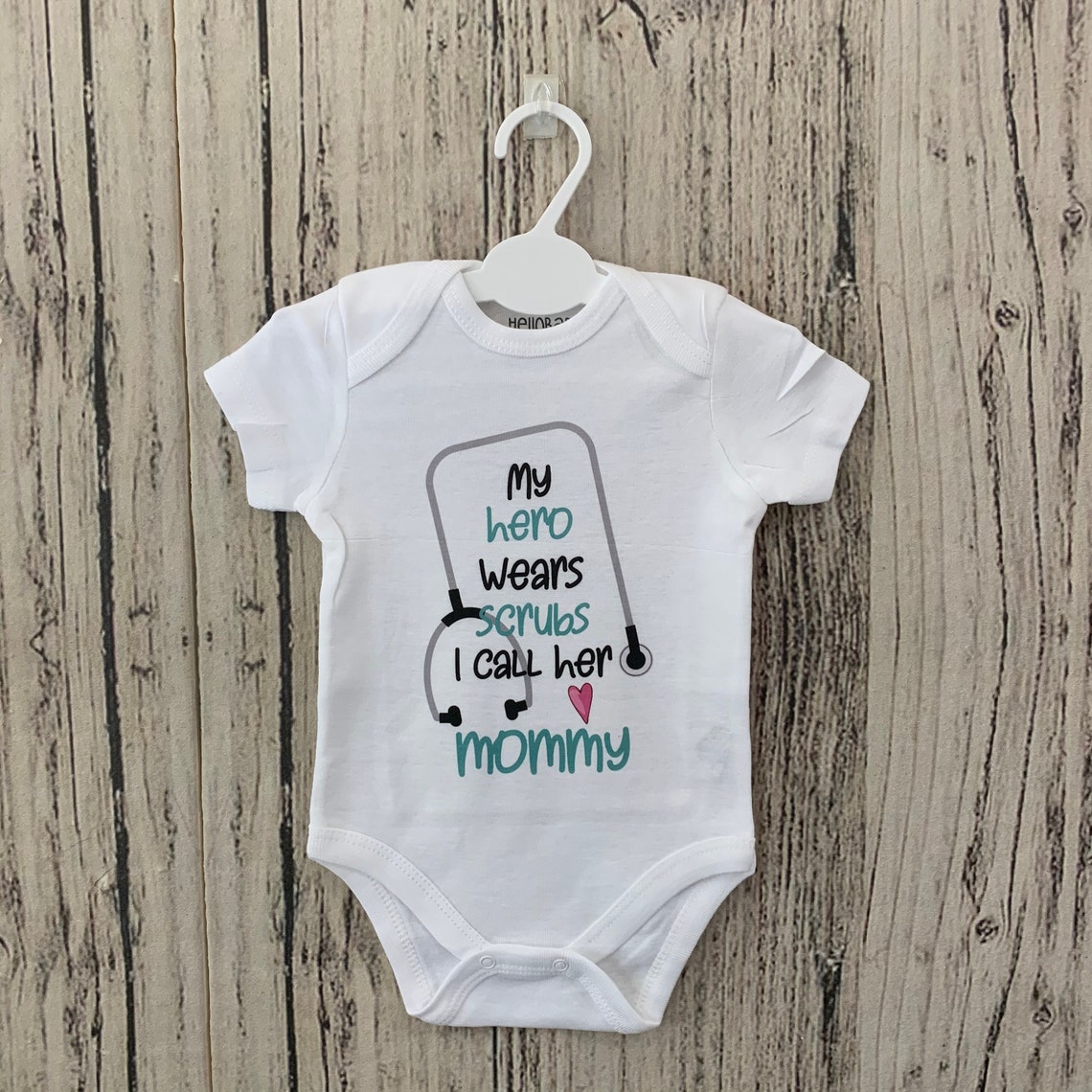 My Hero Wears Scrubs Onesie® Doctor Nurse Bodysuit Baby Etsy