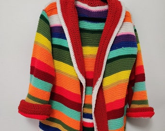 Vintage Hand Knit Rainbow Cardigan