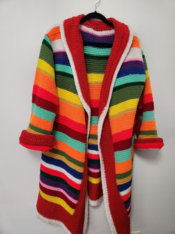 Vintage Hand Knit Rainbow Cardigan