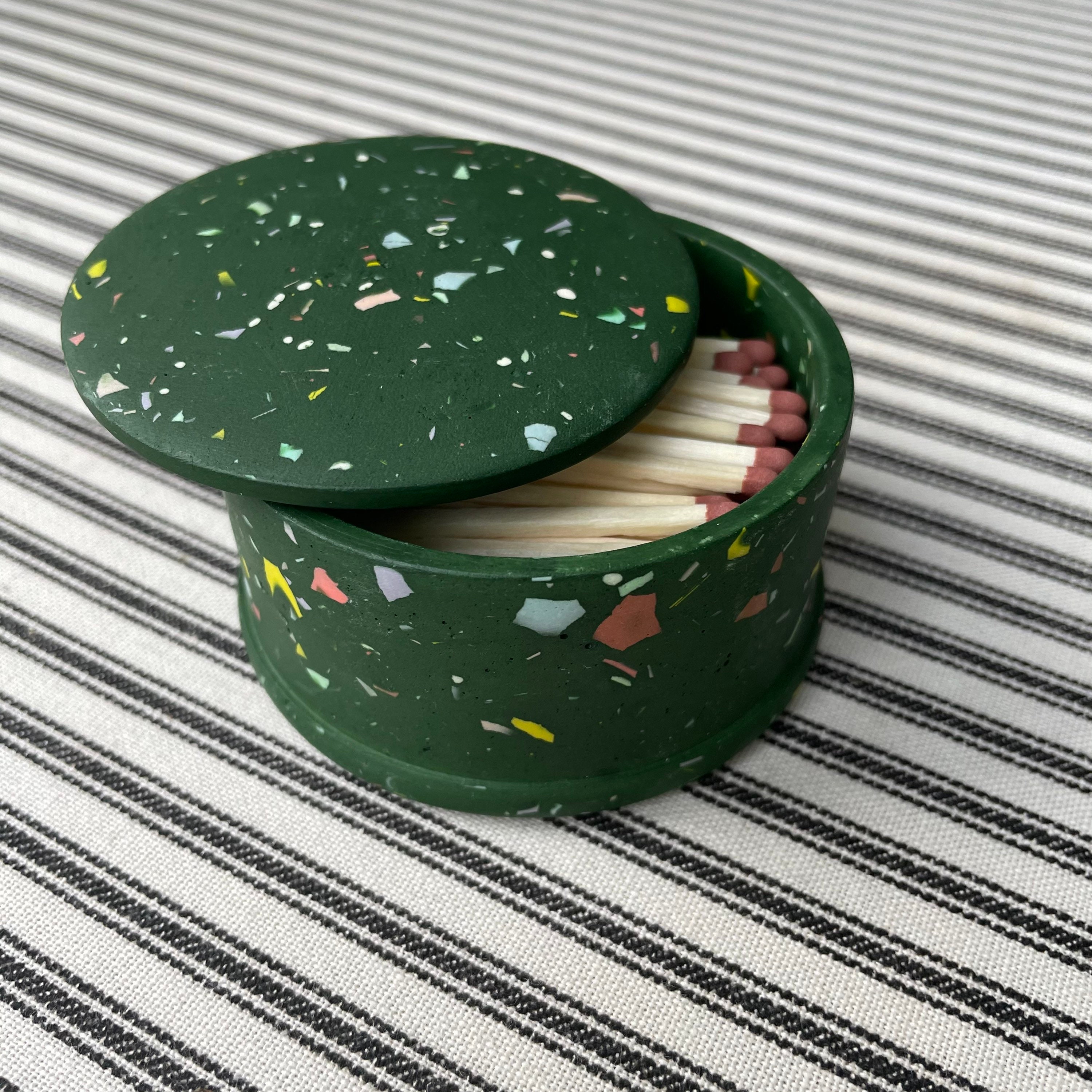 Terrazzo Matchbox & Striker Jesmonite Homeware Match Pot Etsy UK