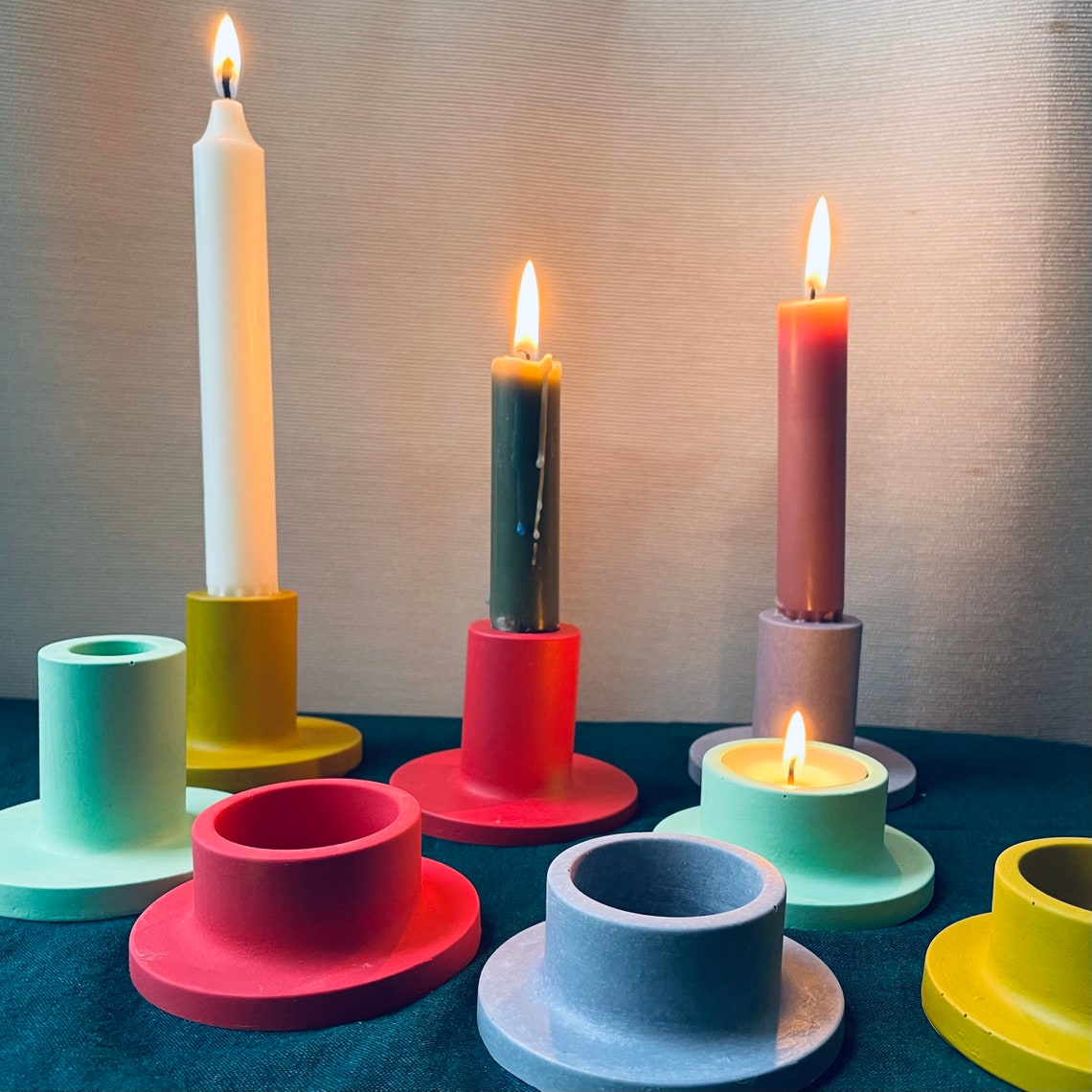Block Colour Candle Holders Jesmonite Homeware Candlestick Etsy UK