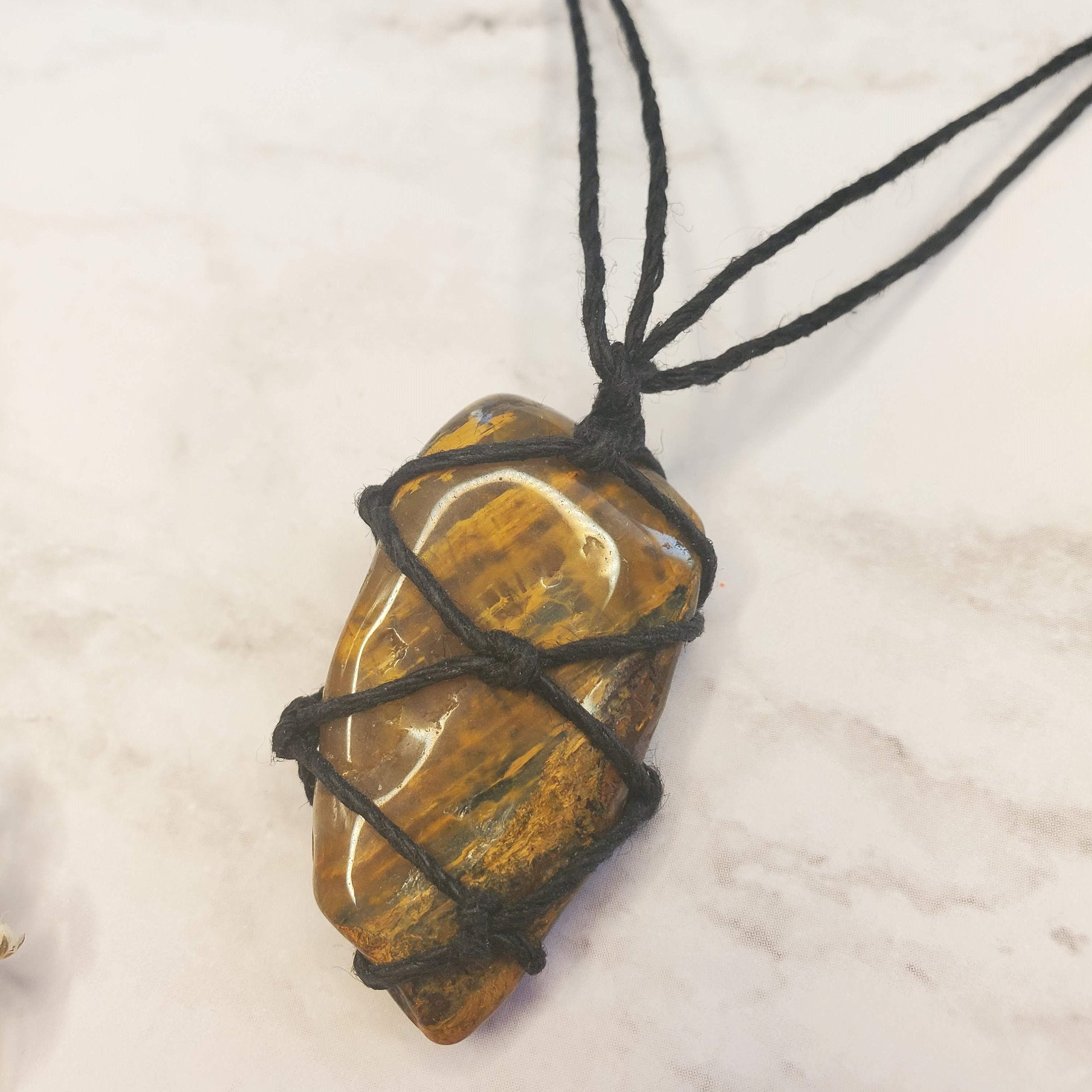 Polished Tiger Skin Jasper Pendant Necklace Healing Crystal Etsy