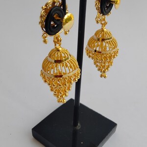 Indian Gold Plated Earrings, Bollywood Bridal Jhumka wedding Traditional Jewelry Jhumki image 6