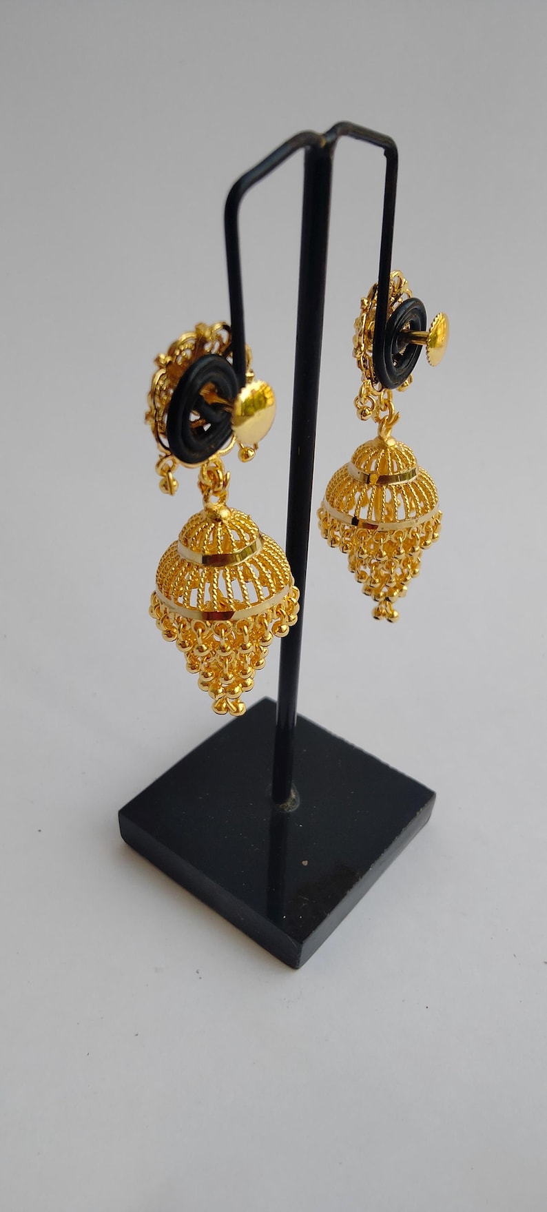 Indian Gold Plated Earrings, Bollywood Bridal Jhumka wedding Traditional Jewelry Jhumki image 6