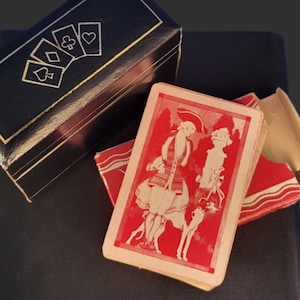 Rares cartes à jouer et porte-cartes Gibson Greyhound vintage