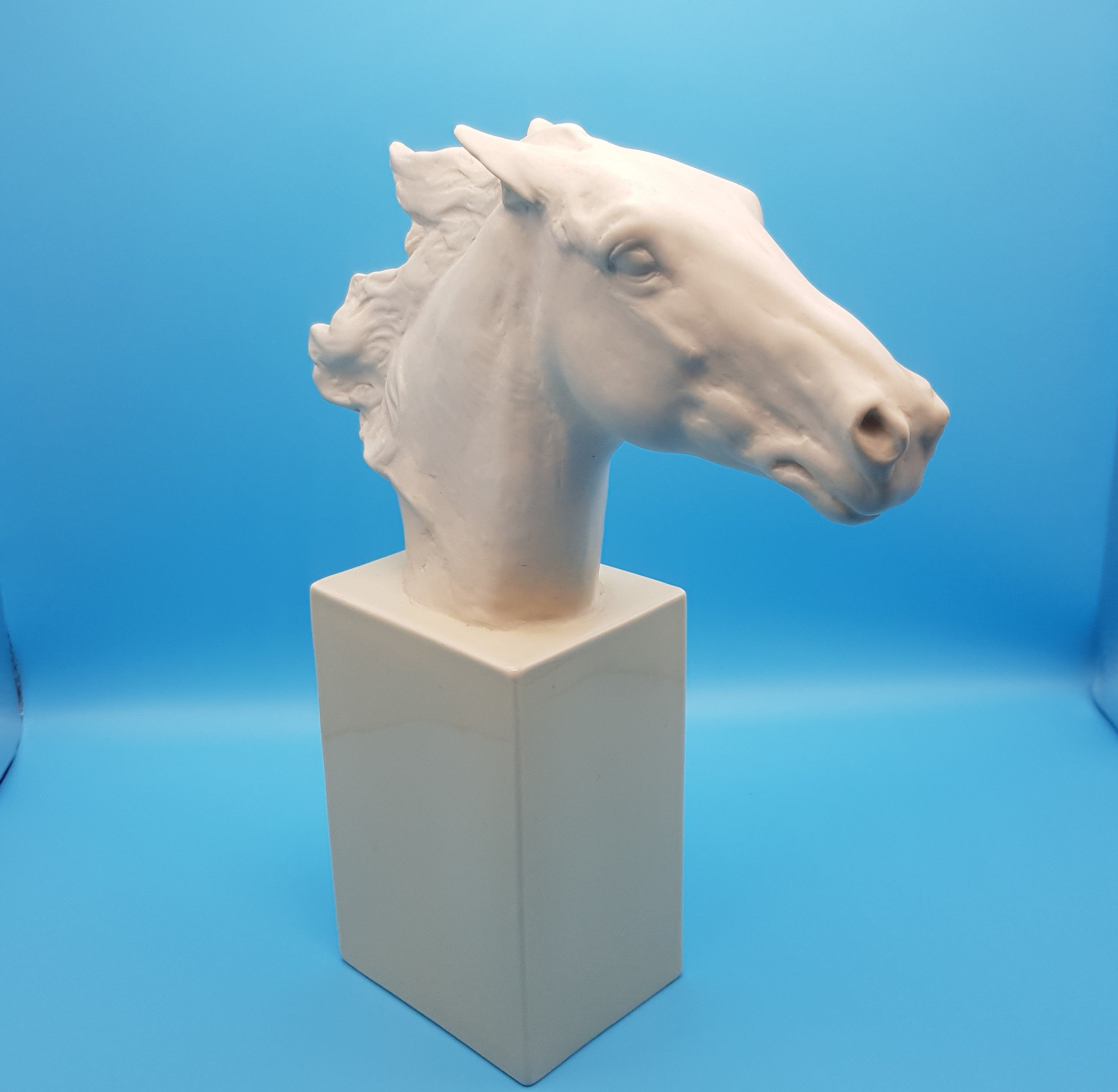 Rosenthal Porcelain Hannibal Horse Head - Albert Hussman Signed- White Matte Horse - Glazed porcelain base - German Porcelain