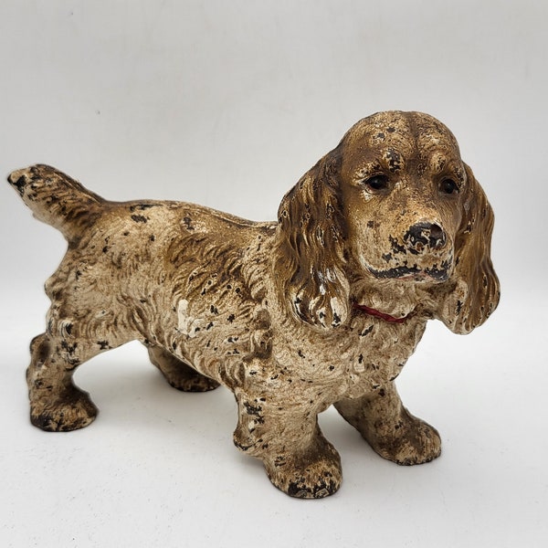 Vintage Hubley Cast Iron Cocker Spaniel Bookend / Doorstop Circa 1940s - Ref: 1605