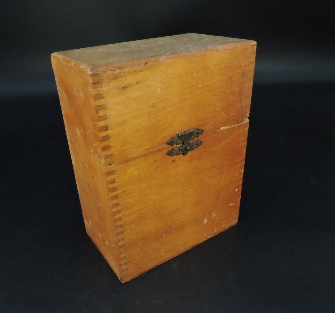 Vintage Wooden File Box Old Wood File Box Tall Wooden File Etsy