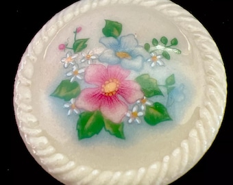 Vintage Avon Pin ~ Costume Jewelry ~ Vintage Porcelain Avon Spring Bouquet Pink & Blue Flowers ~ Avon Floral Brooch ~ Avon Jewelry Gift