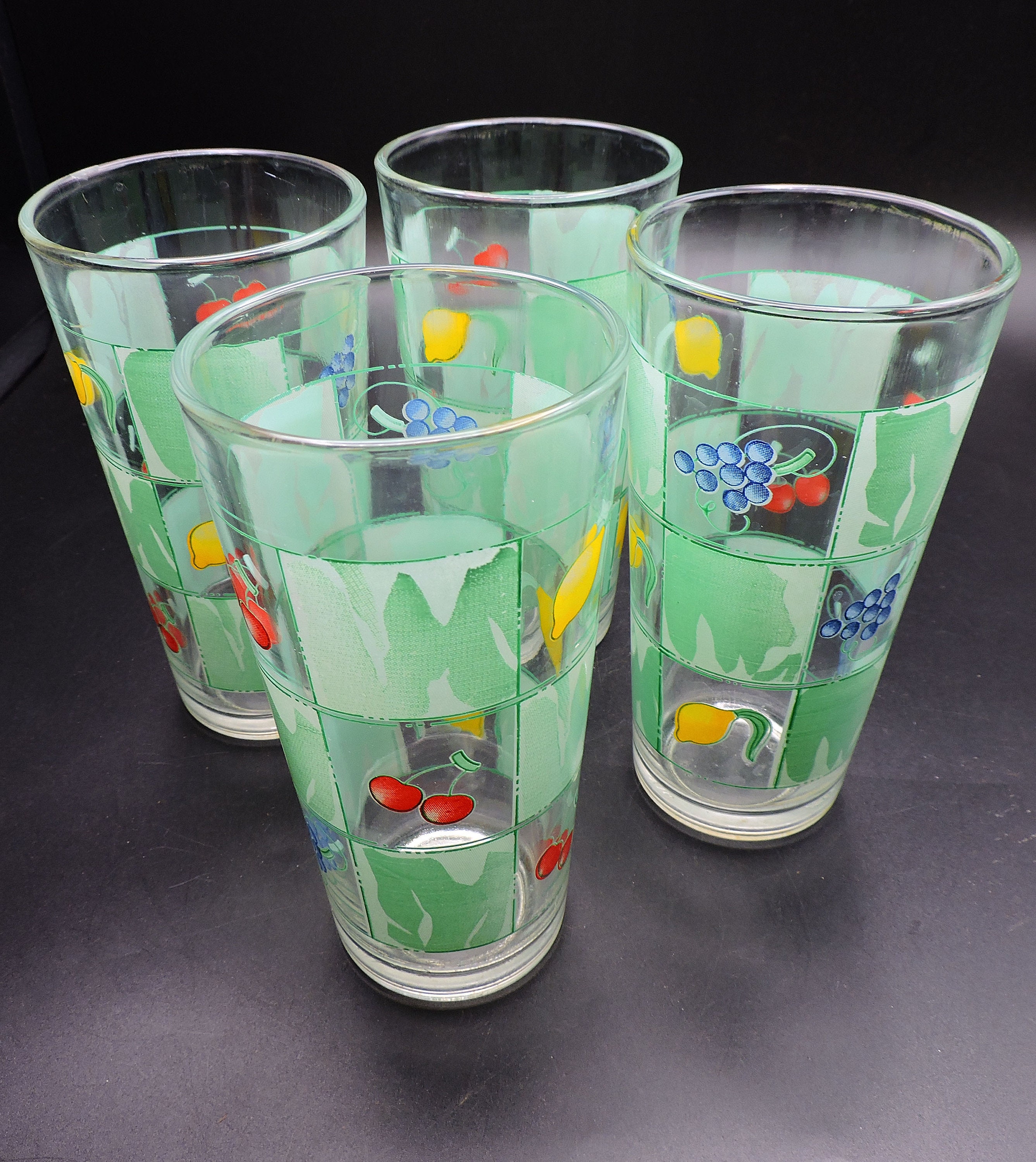 Vintage Water Glasses Set of 4 Fruit Print Water Glasses | Etsy