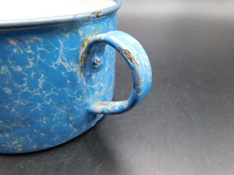 Vintage Enamelware Cup Blue Enamelware Cup Antique Etsy