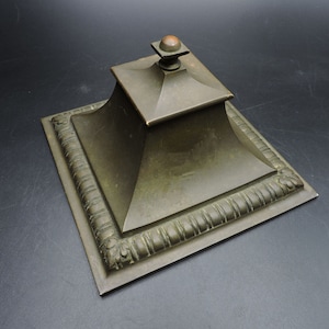 Vintage Inkwell ~ Antique Inkwell ~ Brass Inkwell ~ Victorian Inkwell ~ Lidded Brass Inkwell ~ Original Brass Patina