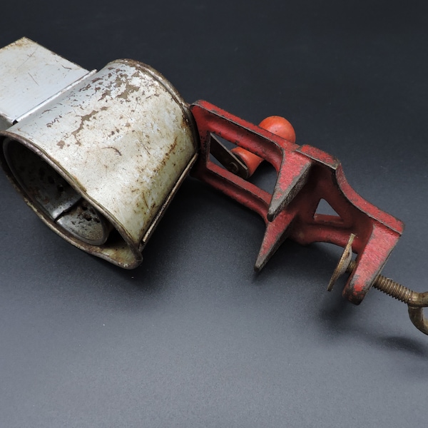 Vintage Grater ~ Hand Crank Grater ~ Table Mount Grater ~ Cast Metal Grater ~ Vintage Kitchen Grater ~ Worn Red Paint ~ Farmhouse Americana