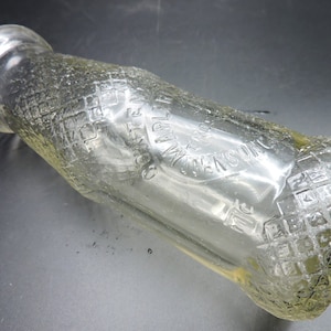 Vintage Milk Bottle ~ Half Pint Milk Bottle - Old Milk Bottle ~ Quilted Embossing ~ Maple Ridge Dairy ~ Thos. H. Huson ~ Johnson City, NY