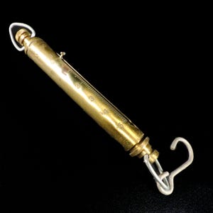 Antique Brass Hanging Scale ~ Chatillon Model # IN-10  ~ Brass Household Scale ~ General Store Scale ~ Rustic Chic ~ Brass Tube Scale
