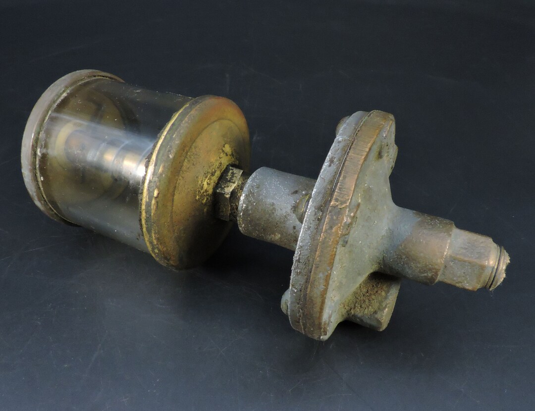 Antique Drip Oiler Old Brass & Glass Oiler Hit and Miss Engine Oiler