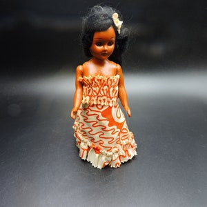 Jointed Celluloid Doll ~ Vintage Plastic Doll ~ Pacific Island Doll  ~ Movable Eyelids (possibly glass eyes) ~ Collectible Doll