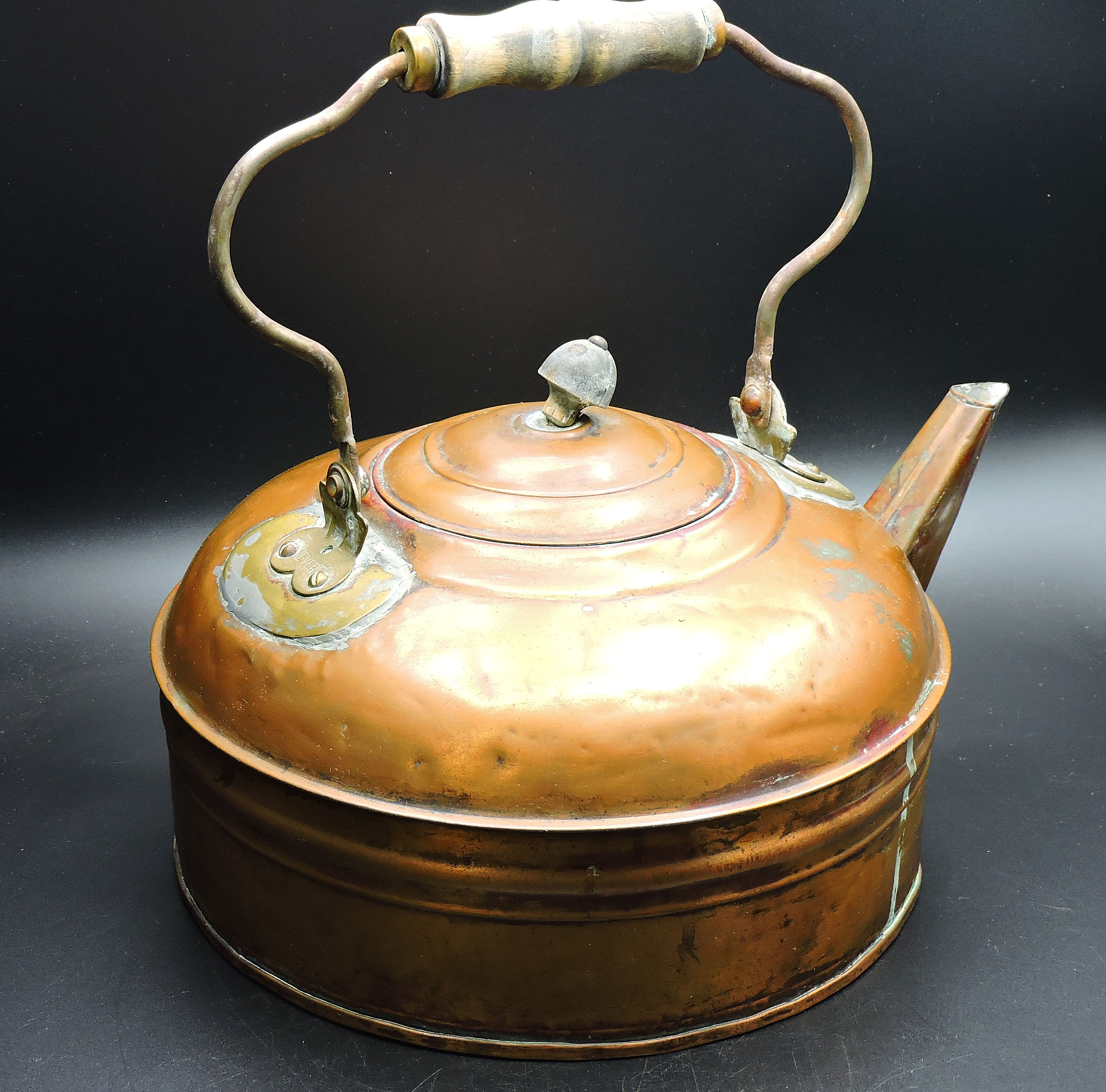 Small Copper & Brass Soutterware Tea Kettle, Ca. 1870