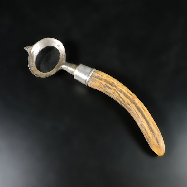 Antique Stag Horn Bottle Opener ~ Horn and Sterling Opener ~ Vintage Bottle Opener ~ Deer Horn Bottle Opener ~ Vintage Barware ~ Man Cave