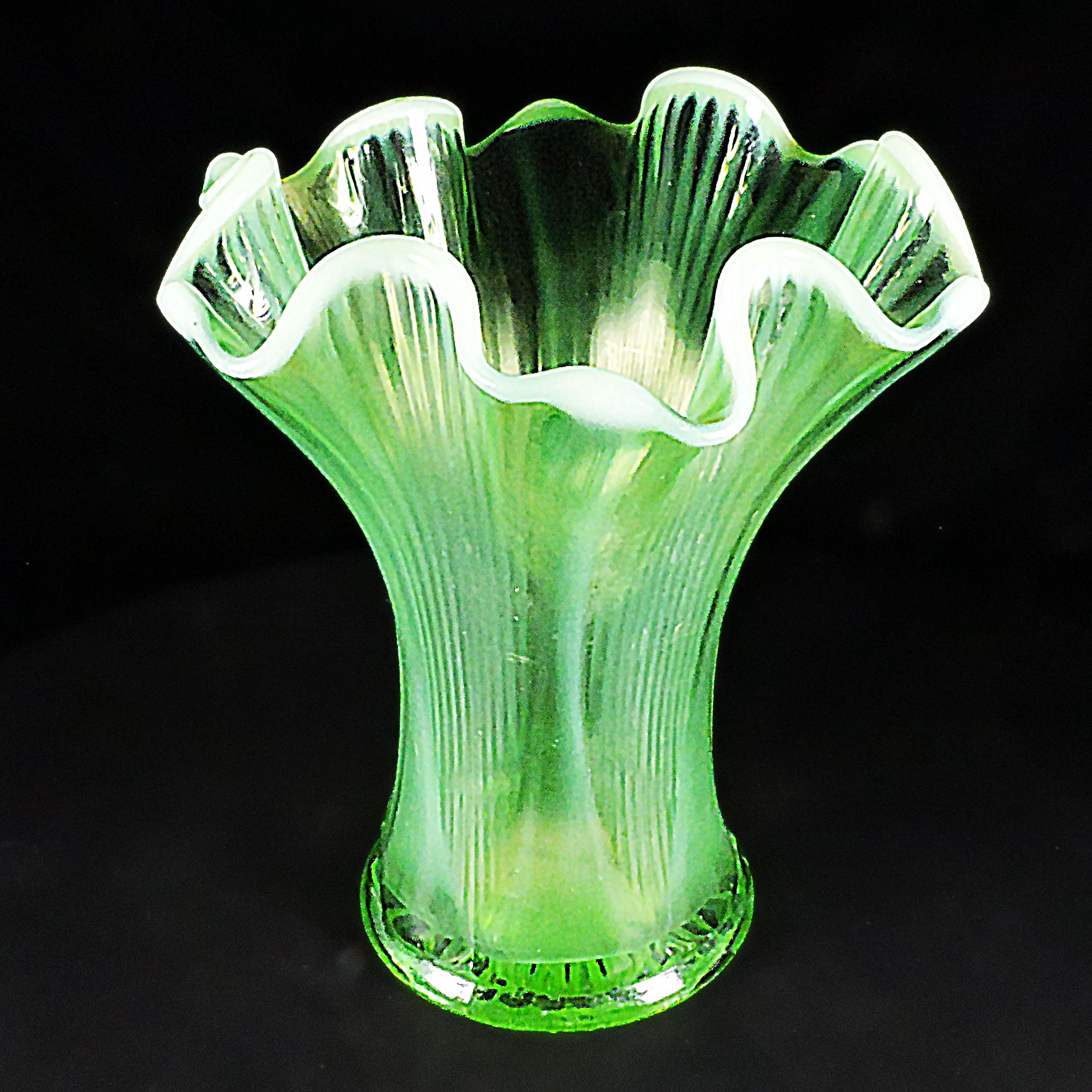 Jefferson Green Opalescent Glass Vase - Etsy