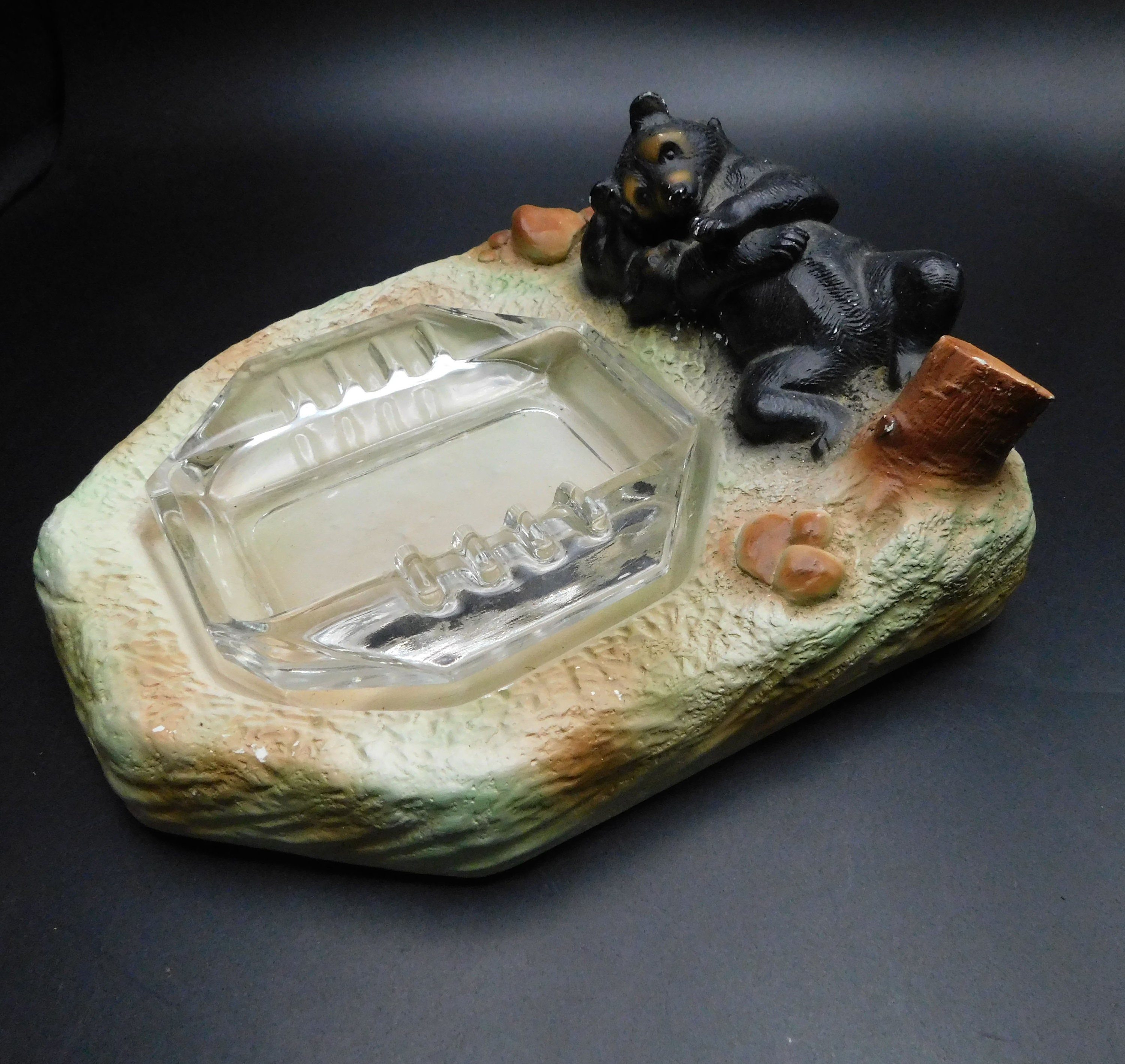 Vintage Ashtray Pottery Chalkware Ashtray Vintage Bear Etsy