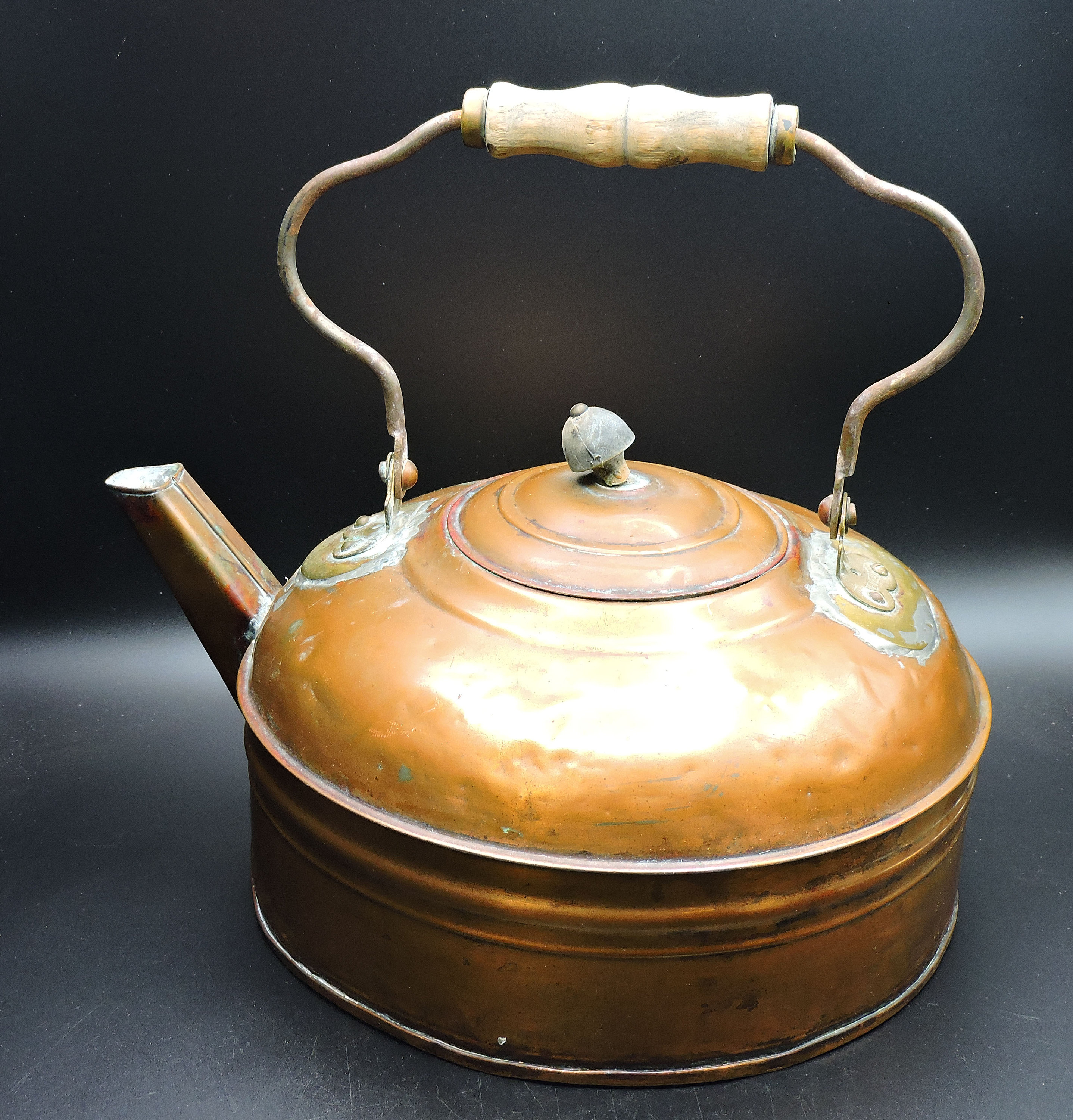 Small Copper & Brass Soutterware Tea Kettle, Ca. 1870