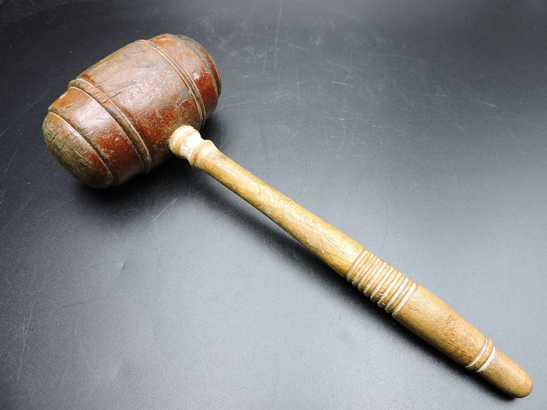 Old Wooden Mallet Vintage Wooden Gavel Wood Barrel Head Etsy
