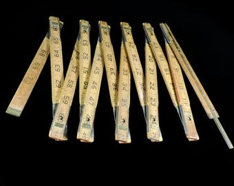Folding Carpenters Ruler ~ Stanley Ruler ~ 72 Inch Wooden Folding Ruler ~ Brass & Wood Ruler ~ Vintage Workshop Tool ~ Workman's Ruler