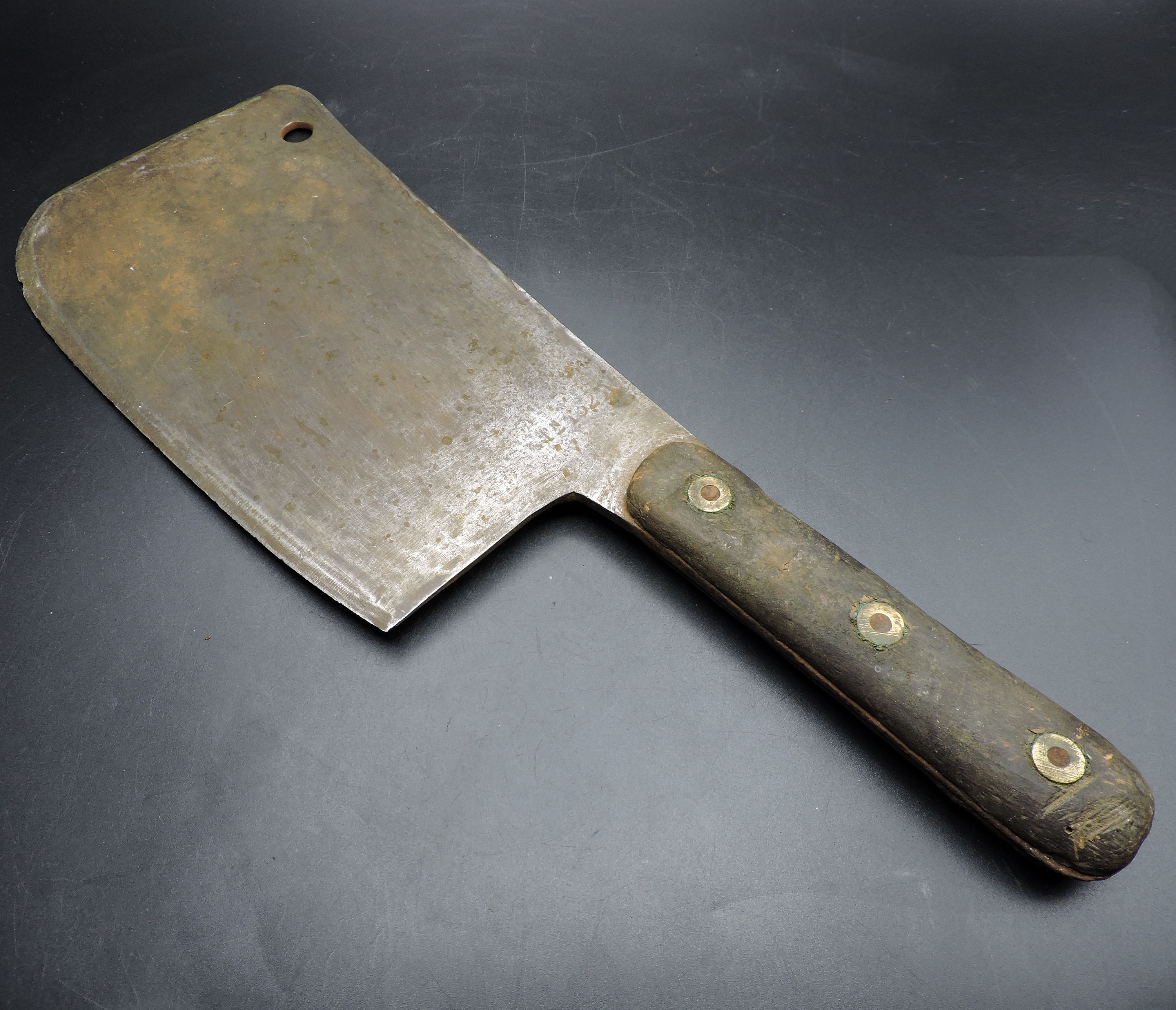 Vintage Rustic Kitchen Tools, Old Knife and Fork Collection, Meat Cleaver,  Sharpening Steels, Serrated Knife, Meat Forks, Serrated Knife 