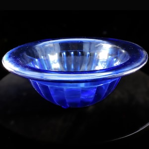 Vintage Blue Glass Bowl ~ Optic Ribbed  Glass Bowl ~ Cobalt Glass Serving Bowl ~ Blue Depression Glass Bowl ~ Blue Glass Mixing Bowl