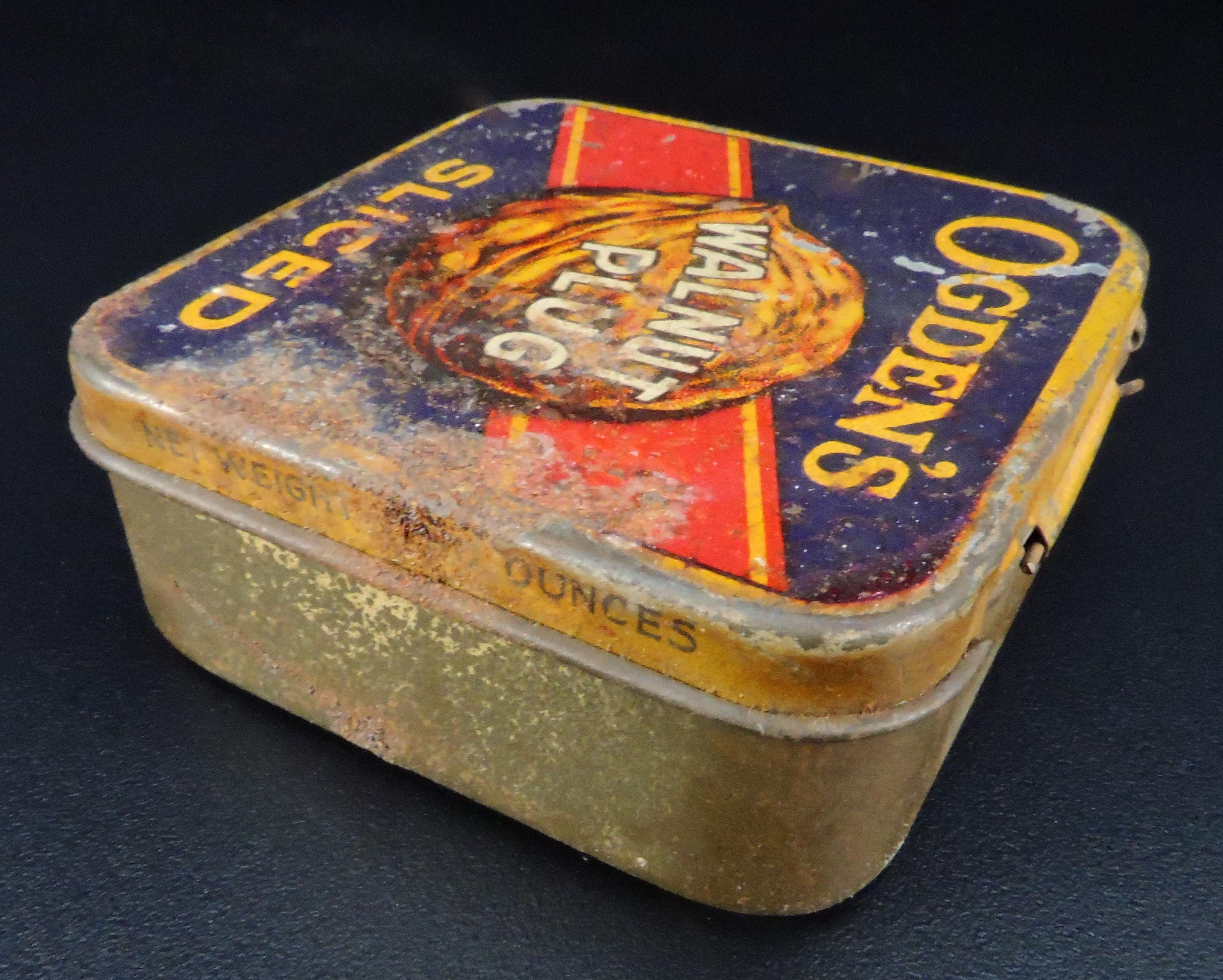 walnut plug tobacco Vintage Tobacco Tin ~ Ogden's Walnut Plug Tin ~ Vintage Chewing Tobacco Can  ~ Old Tobacco Tin ~ Colorful Tobacco Tin ~ Vintage Tobacco Can