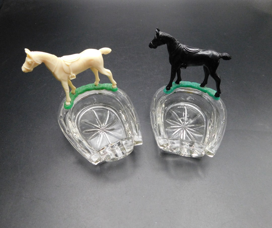 Vintage Horseshoe Ashtrays Figural Horse Ashtrays Novelty Etsy