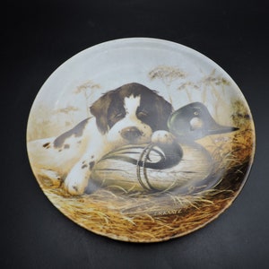Vintage Dog Plate ~ Springer Spaniel Decorative Plate ~ Field Puppies Plate Collection 1987 First Edition by Lynn Kaatz ~ A.K.C.