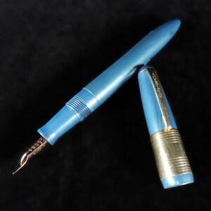 Stylo plume américain vintage ~ Stylo plume bleu ~ Stylo plume « Américain » avec remplissage de levier ~ Stylo cadeau pour collectionneur ~ Stylo plume à collectionner