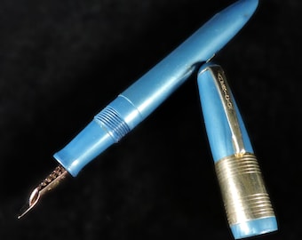 Vintage  American Fountain Pen ~ Blue Fountain Pen ~ Lever Fill "American" Pen~ Pen Collector Gift ~ Fountain Pen Collecting