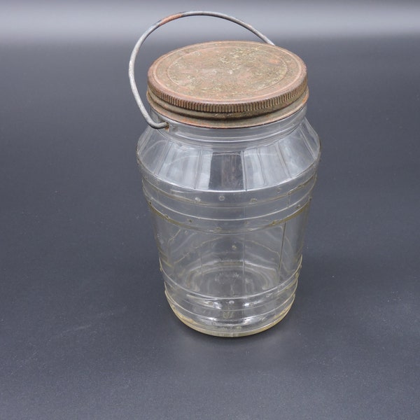 Vintage Storage jar ~  Antique Bail Handled Jar ~  Old Display Jar ~ Hazel Atlas TM Jar ~ Vintage Kitchen Jar ~ Farmhouse Jar ~ Americana