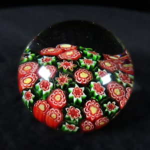 Millefiori Paperweight ~ Vintage Art Glass ~ Glass Paperweight ~ Tiny Flowers Paperweight ~ Labeled Murano Paperweight ~ Paperweight Gift