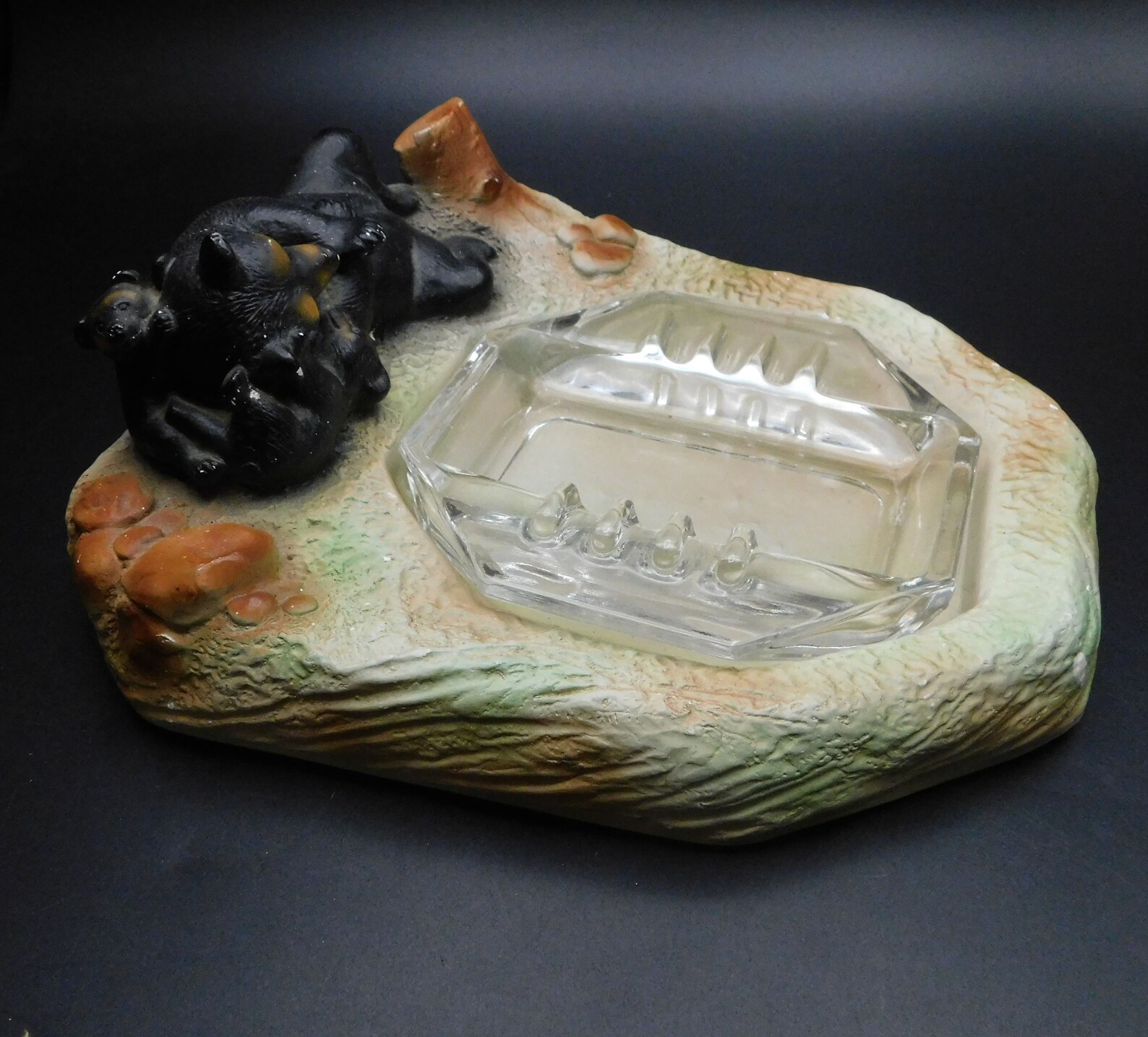 Vintage Ashtray Pottery Chalkware Ashtray Vintage Bear Etsy