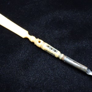 Antique  Dip Pen/Letter Opener ~ Hand Carved Dip Pen ~   Early Dip Pen ~ Bone shaft Dip Pen