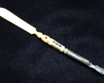 Antique  Dip Pen/Letter Opener ~ Hand Carved Dip Pen ~   Early Dip Pen ~ Bone shaft Dip Pen