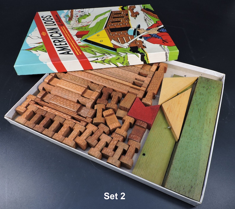 Log Blocks Vintage Lincoln Logs ~ American Logs by Halsam ~ Toy Log Sets ~ Log ...