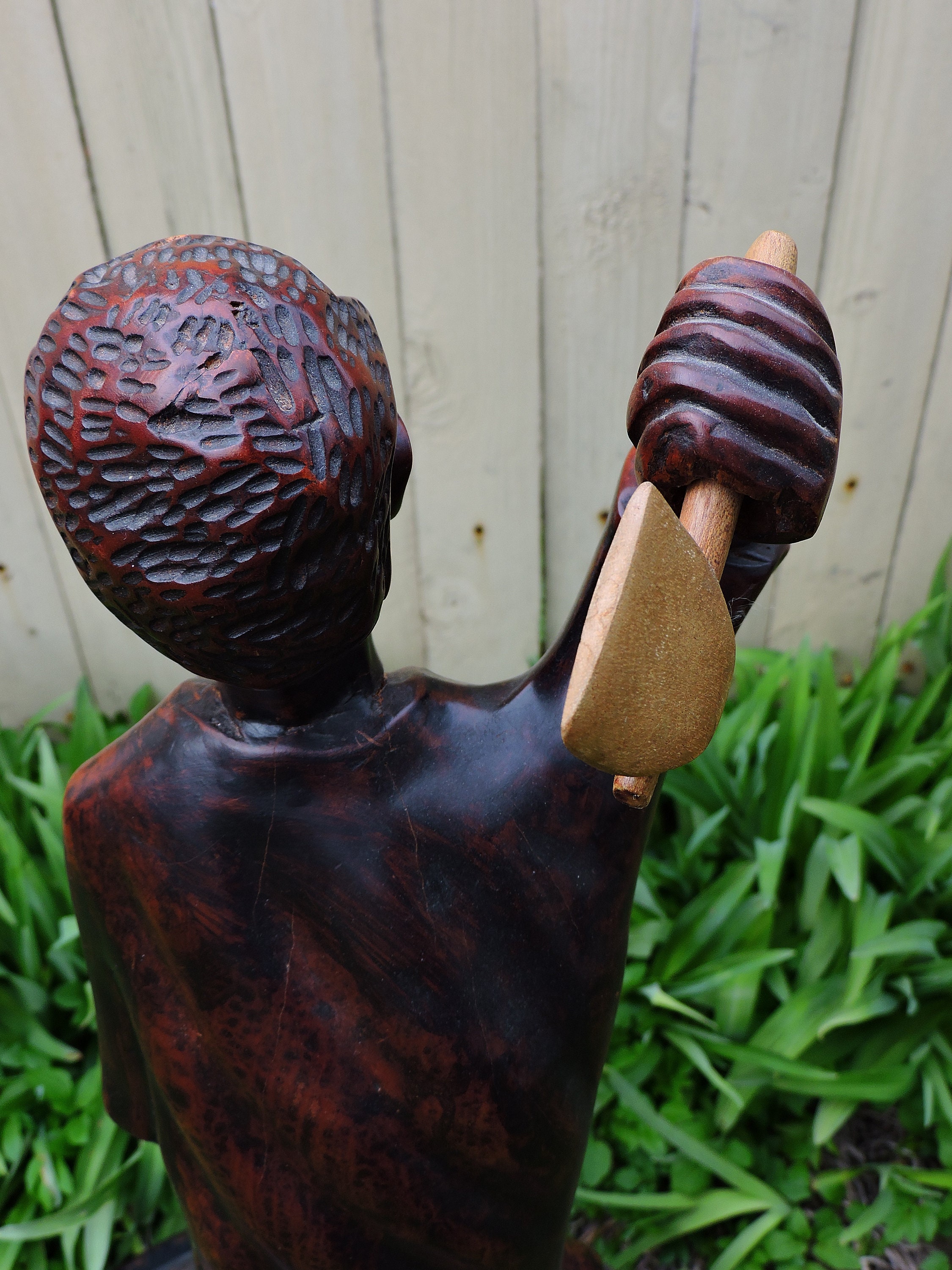 Hand Carved Wooden Statue ~ Wood Chopper Statue ~ Folk Art Wood Chopper ...