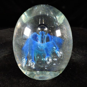 Vintage Paperweight ~ Gler Iceland Paperweight ~ Controlled Bubble Paperweight ~ Signed  Art Glass Paperweight ~ Egg Shaped Paperweight
