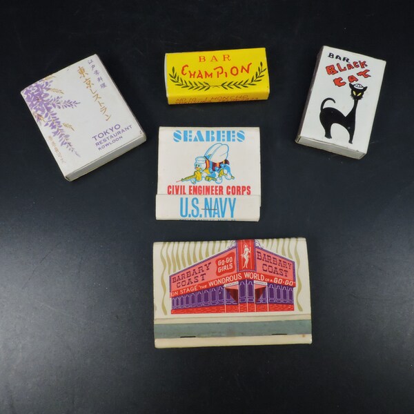 Vintage Matchbooks ~ Souvenir Matchbooks ~ Vintage Matchboxes ~ San Diego Matchbook ~ Seabees Matchbook ~Asian Bar Matchbooks